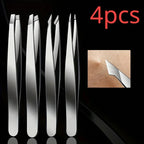 4pcs Set Professional Tweezers Set Perfect For Eyebrow Hair Removal Splinter Very Effortless and Relaxed to Remove