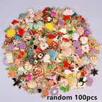 30/60/100pcs Random Mix Enamel/Drip Oil Charms For Jewelry Making Bulk Trinkets Charm Flower Heart Animal Bag Charm DIY Pendant