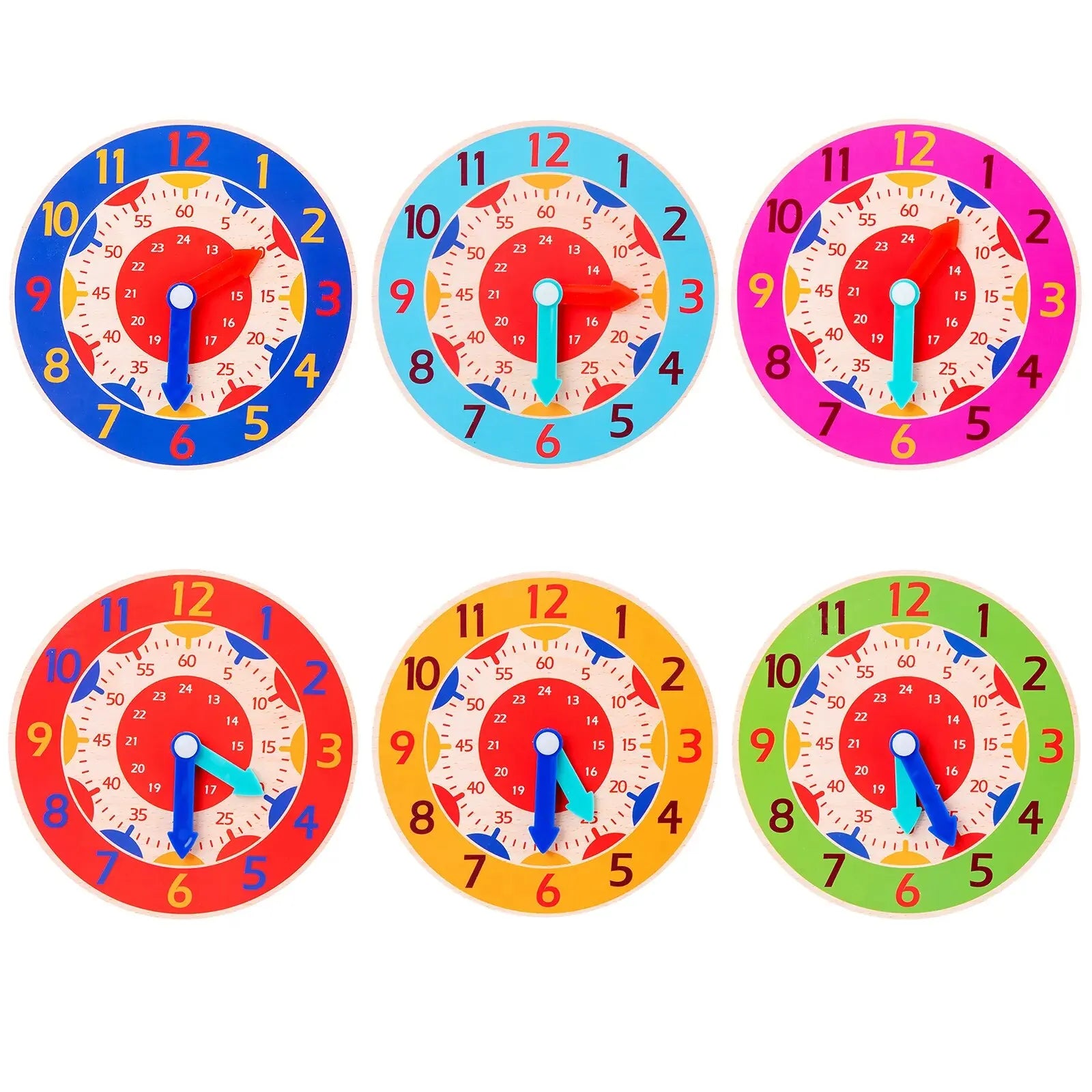 Montessori Wooden Learning Clock Time Teaching Toy for Kids