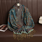 2025 new ethnic style retro shawl cashew flower geometric scarf cloak tassel scarf multi-color variety options available