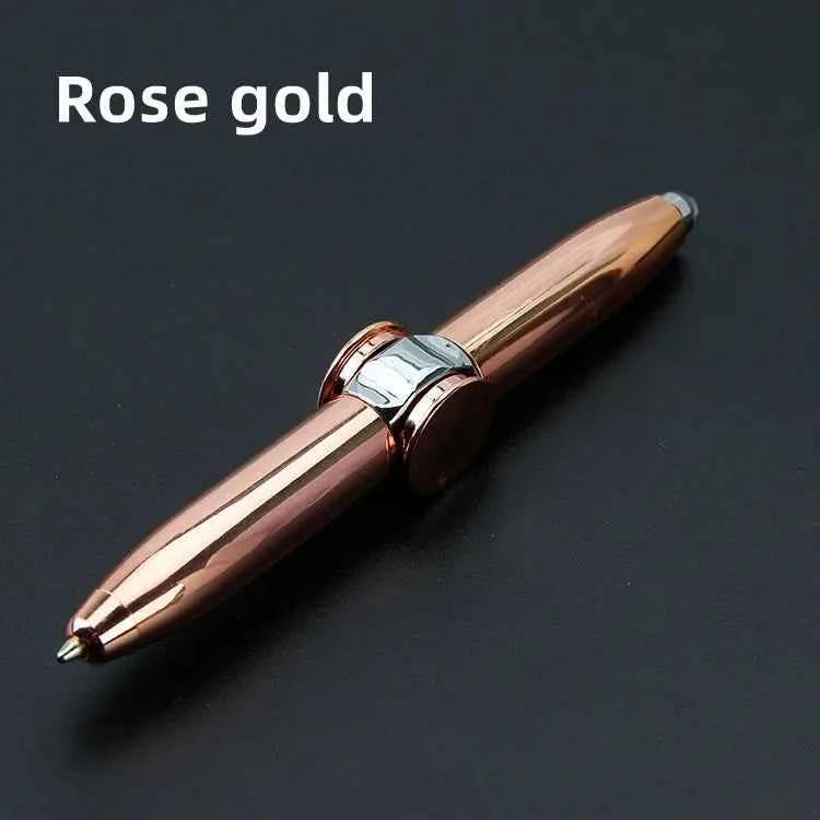 Multifunctional Decompression Finger Rotate Luminous Gyro Pens Toy Fidgets Spinner LED Light Ballpoint Pen Metal Gyro Pen Gift