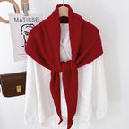 Big Size Wool Korean Style Knitted Triangular Scarf Women Winter Warm Headscarf Shawl Sold Color Neckerchief Kerchief Hijab