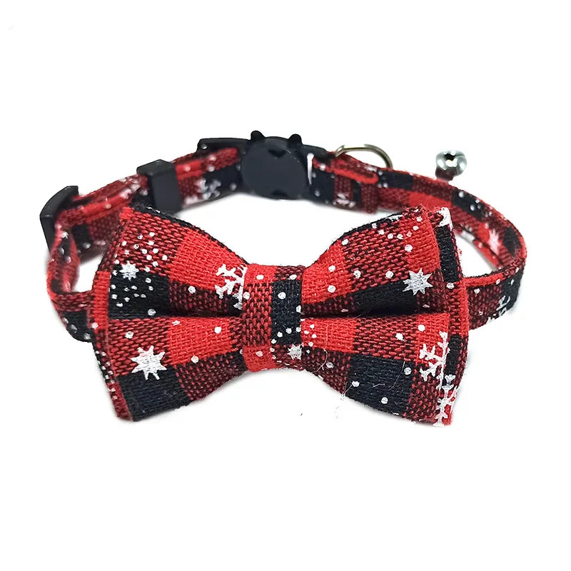 Pet Breakaway Cat Collar Bow Tie & Bell – Christmas Plaid