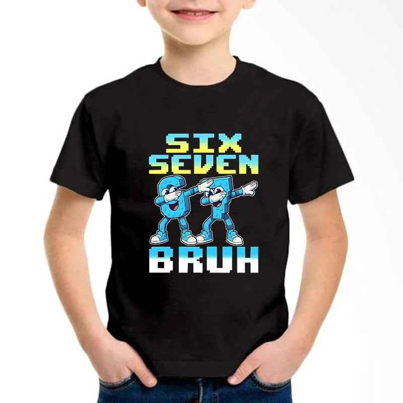 New Funny Six Seven Italian Brainrot 67 Number Graphic Print T-Shirt Boy/Girl Summer Short Sleeved Kids Comfortable Tshirt Top