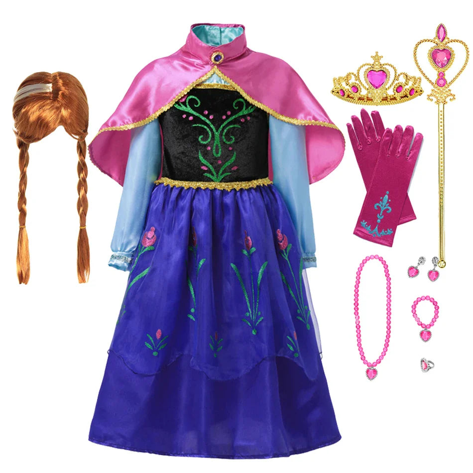 Girls Elsa Anna Princess Costume Dress – Summer Fancy Queen Outfit