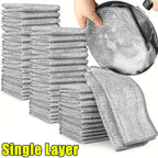 1/50pcs Magic Dishcloth Silver Wire Cleaning Kitchen Cloth Thickened Microfiber Wash Towel Built-in Sponge Steel Wire Ball Rag
