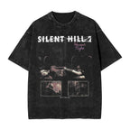 Washed T Shirts Horror Silent Hill Heavens Night Hip Hop T-Shirt Street  Streetwear Short Sleeve Printed Tops Tees Men Women