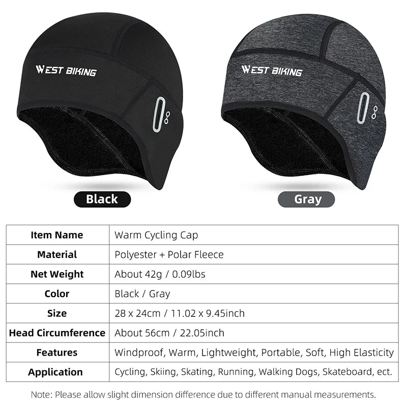Winter Fleece Thermal Cycling Skull Cap for Outdoor Sports