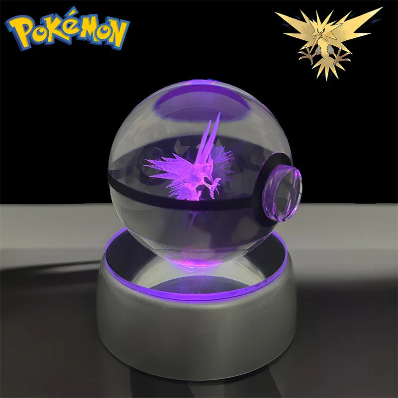 Pokemon 3D Crystal POKE BALL Figure Toys Snivy Dragonair Blastoise Venusaur Milotic Raichu Night Light LED Lamp Base Model Dolls