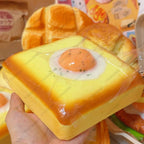 Fried Egg Toast Squishy Toy, Slow Rising Squeeze Bread Toy, Stress Relief Hand Relax Fidget Toy for Kids Adults