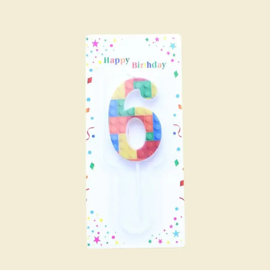 1 PCS  Colored Building Block Shaped Digital Candle Cake Decoration 0-9 Birthday Baking Decoration Plugin