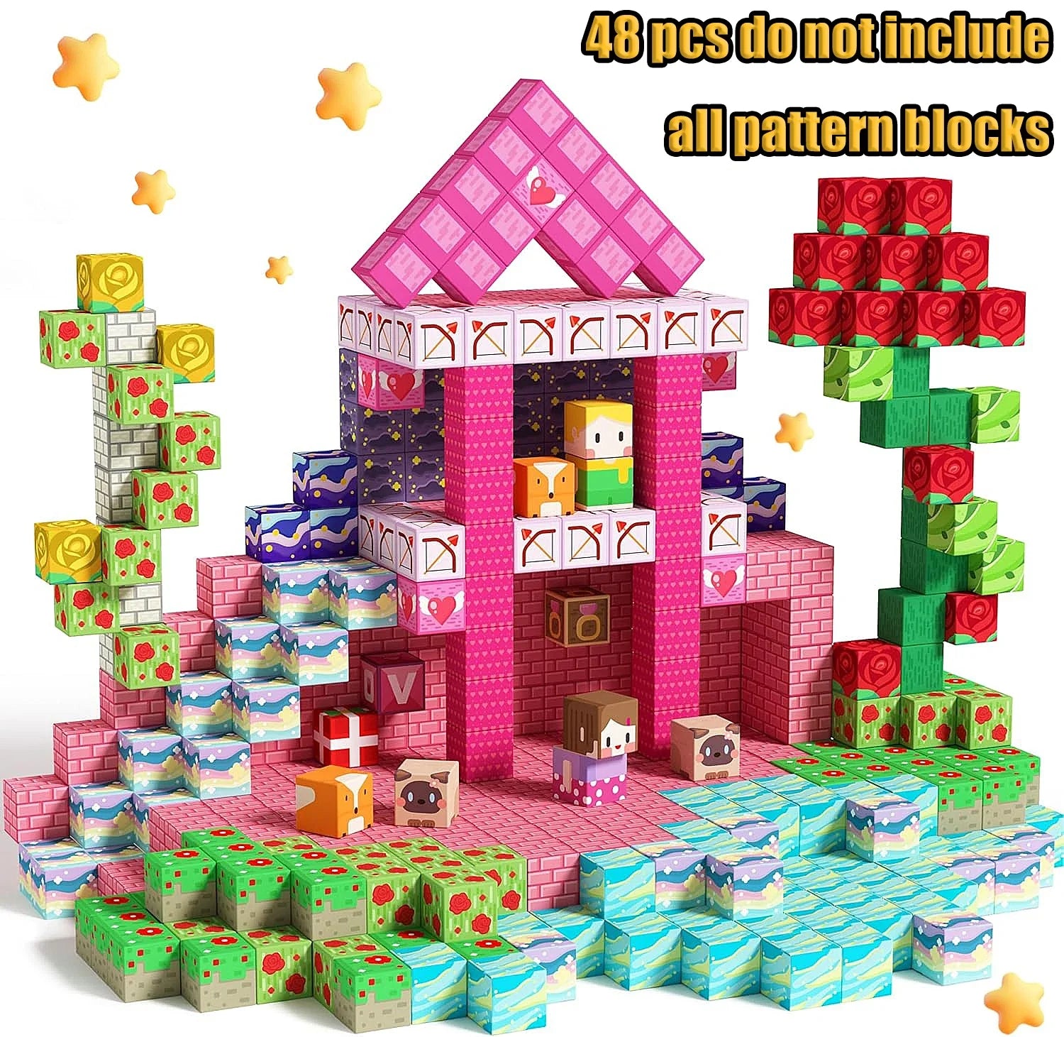 Magnetic Building Blocks Mine World Magnetic Pool Castle Villa Party Construction Brick Cube STEM Boy Girl Children Toy Set Gift