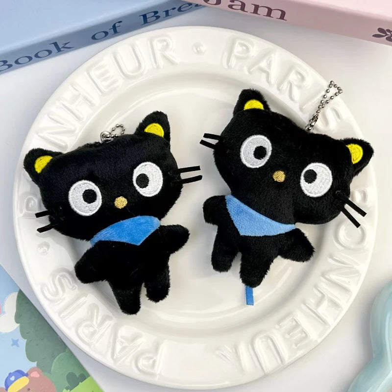 Chococat Plush Keychain Kawaii Black Cat Soft Plush Bag Charm Cute Backpack Purse Key Holder Decoration for Girls Women Gifts