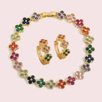 RAKOL Colorful Clover Zircon Bracelet Fashion Charm Gorgeous Charm Exquisite Cute Sweet Shining Crystal Jewelry Gift