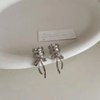 Girls New Ribbon Aesthetics Ear Clips Ballet Style Ribbon Bow-knot Ear Cuff Women Korean Fashion Kpop Earring Jewelry