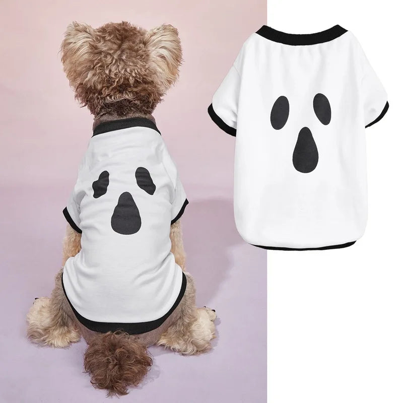 Halloween Pet Clothing – Funny Pumpkin Skull Tee