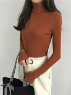 2026 Autumn Winter Thick Sweater Women Knitted Ribbed Pullover Sweater Long Sleeve Turtleneck Slim Jumper Soft Warm Pull Femme