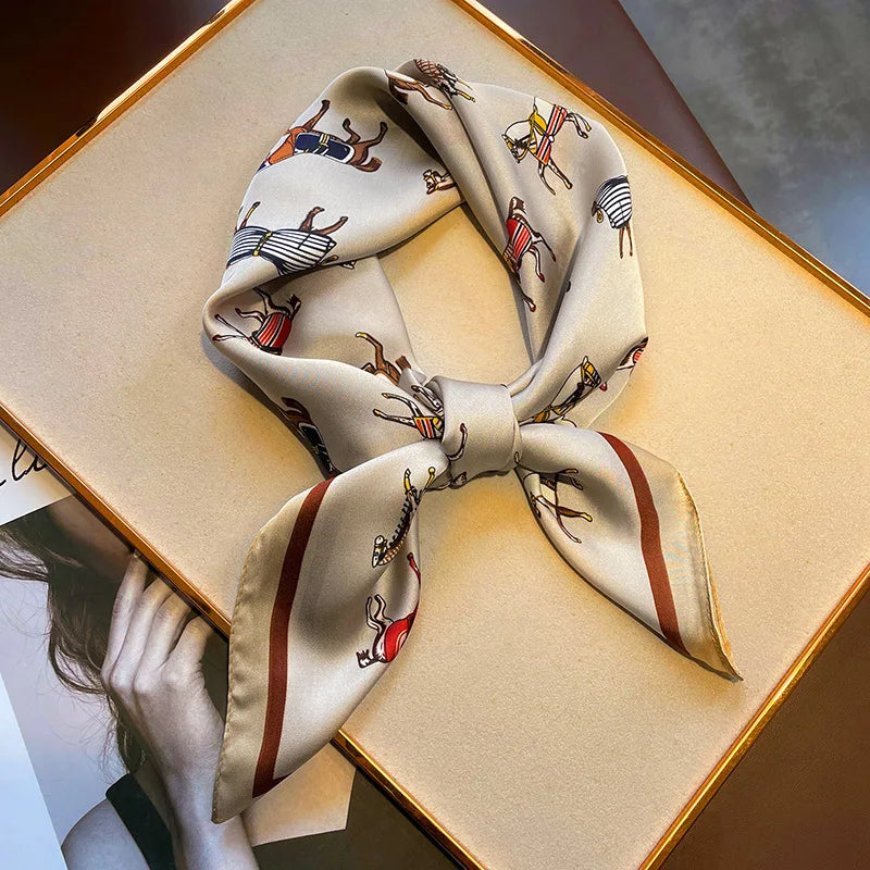 Luxury Silk Shawl Square Scarf for Women Satin Fashion Wraps Neckerchief Female Hair Bands Ribbon Headband Bandana 70X70CM