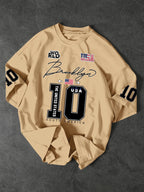 USA Brooklyn Style 10 Print Oversized T Shirt Men's Streetwear Vintage Jersey Tee