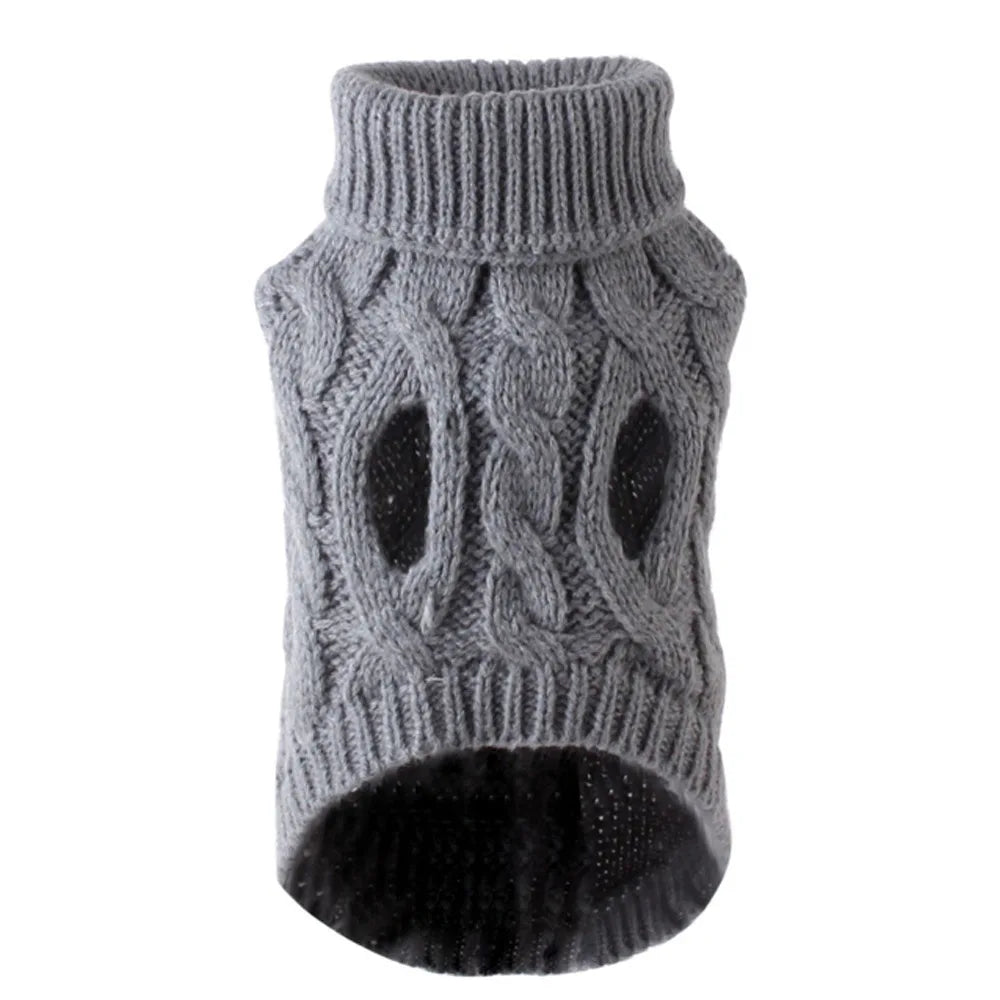 Autumn & Winter Knitted Dog Sweater – Warm, Soft, and Stylish Solid Twist Design for Small Pets