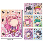 24PCS Cute Make a Face Stickers DIY Handicrafts Waterproof Puzzle Reward Stationery Stickers-K-pop