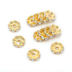 30pcs/lot 12mm Wave Side Rhinestone Spacer Beads Colorful Crystal Metal Rondelle for Jewelry Making Diy Crafts Accessories