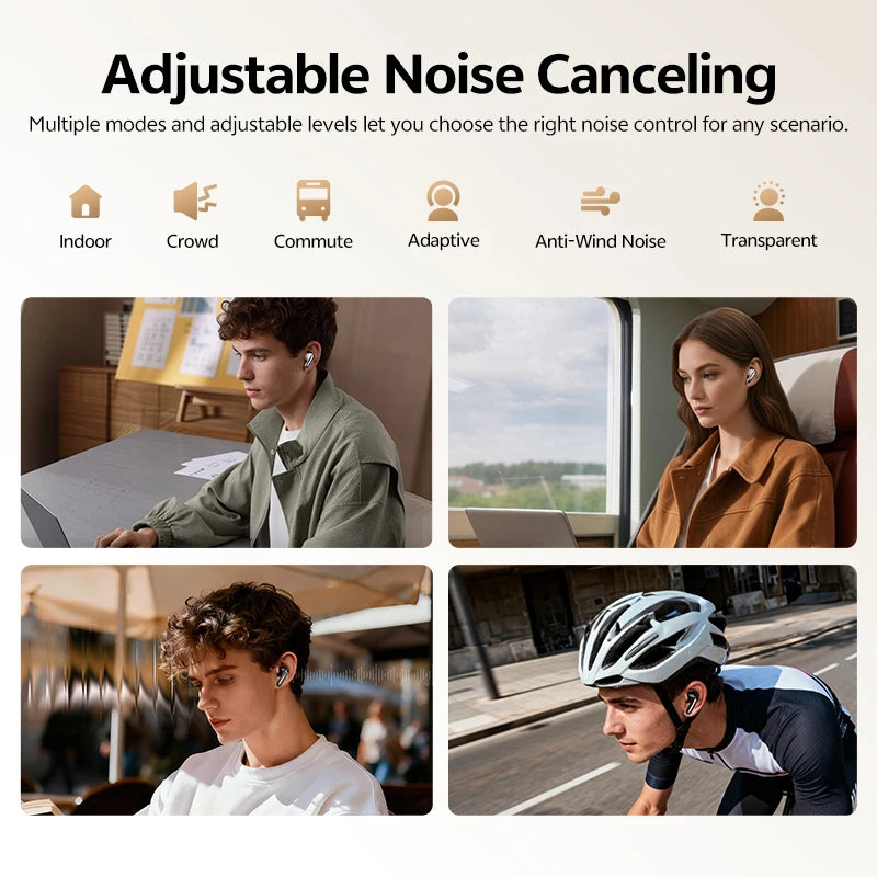 QCY Melobuds N20 BH25HT20A Wireless Bluetooth 6.0 Earphone -50dB Adaptive ANC 13mm Drivers Headsets 6 Mics HD Calls Earbud 40Hrs