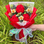 Finished Knitted Flowers Sunflowers Crochet Bouquet Creative Knitted Flowers Valentine Mothers' Day Birthday Graduation Gifts