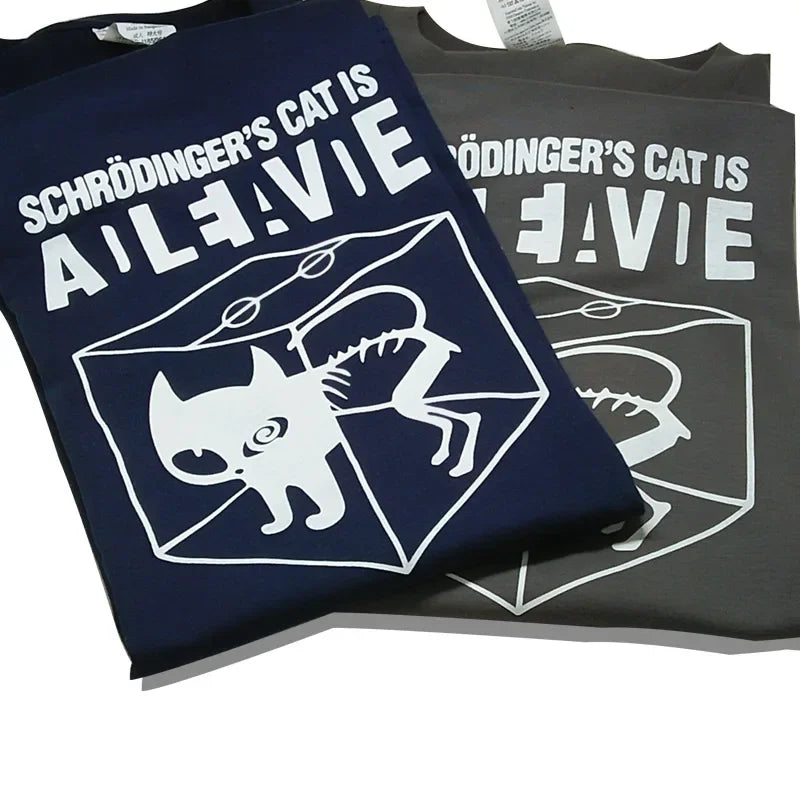 Men's T-shirt Top Quality Cotton Blend Schrodinger's Cat Print Short Sleeve Men T Shirt Casual The Big Bang Theory Mens Tshirt