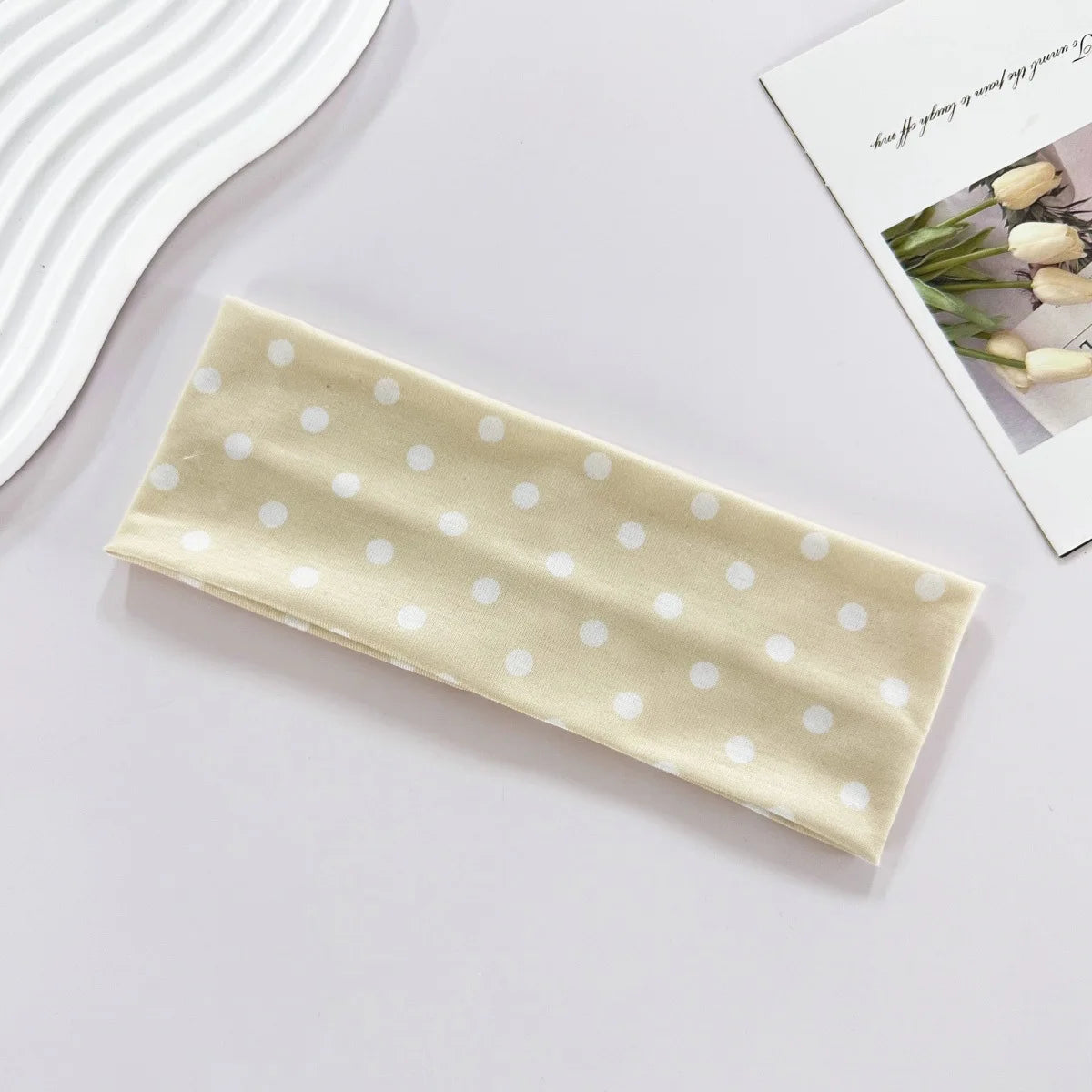1pc Polka Dot Yoga Elastic Headband – Fashionable Dot-pattern Makeup Headband, Sports & Fitness Sweat-absorbent Hairband
