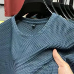 Ice Silk Bamboo Node Men's Short Sleeve T-Shirt Summer Pure Color Elastic Comfortable Cool Feeling Casual Versatile Thin Trendy