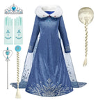 Children Snow Queen Costume Kids Elsa Cosplay Performance Sequins Disguise Girls Princess Party Elegant Fantasy Halloween Dress