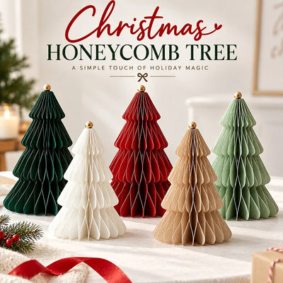 Paper Christmas Tree Ornaments 3D Honeycomb Christmas Tree Decorations Folded Paper 2026 Xmas New Year Desktop Arrangement Decor