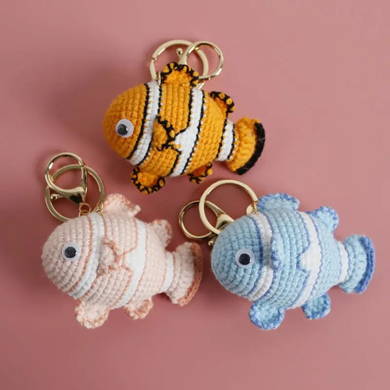 Funny Shrimp Crochet Keychain Cute Ocean Bag Charm