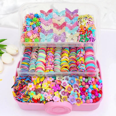 510-piece set of colorful bow, flower, and small star accessories - a cute hair accessory set that children love.
