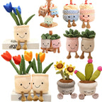 Tulip & Succulent Plant Plush Toy – Cute Stuffed Doll Bookshelf Décor, Soft Kawaii Pillow Pendant & Birthday Gift for Girls