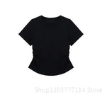 Women Summer Short Sleeved Top for Fashion Versatile Base Shirt Slim Fit Round Neck T-shirt Casual and Sexy Breathable and Cool