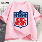 Bad Bunny Football Printed Tshirts Men Women Short Sleeeve Tshirt Printed Graphic T Shirts High Quality T-shirt Men's Clothes