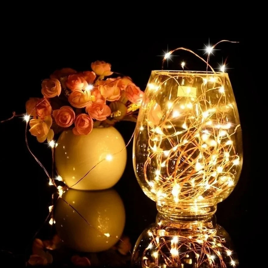 1m 2m 3m 5m Led Copper Wire Fairy Lights  Battery Powered Holiday Lighting Fairy Christmas Tree Garland Wedding Party Decoration