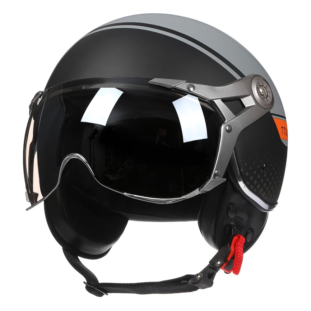 New Open Face 3/4 Motorcycle Helmet Retro Motorbike Helmets Vintage Chopper Capacete De Moto Bike Scooter With For Men Women DOT