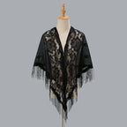 Tassel Patchwork V-Neck Cardigans Women Wedding Accessories Shawl Hollow Multicolored Evening Prom Cape Tulle Shawl Party