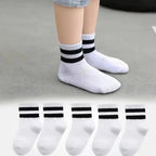 5 Pairs/ Lot Pure Colour Soft Breathable Cotton Kids School Socks Girls Boys Casual Grey Black White Sports Children's Socks