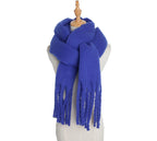 Winter Scarf Women Luxury Autumn Winter Cashmere Scarf Thickened Warm Shawl Classic Tassels Fluffy Scarf Solid Color Soft Shawl