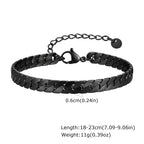 6mm Flat Cuban Chain Bracelets for Men,Trendy Stainless Steel Chain Links Wristband,Classic Punk Jewelry Gifts