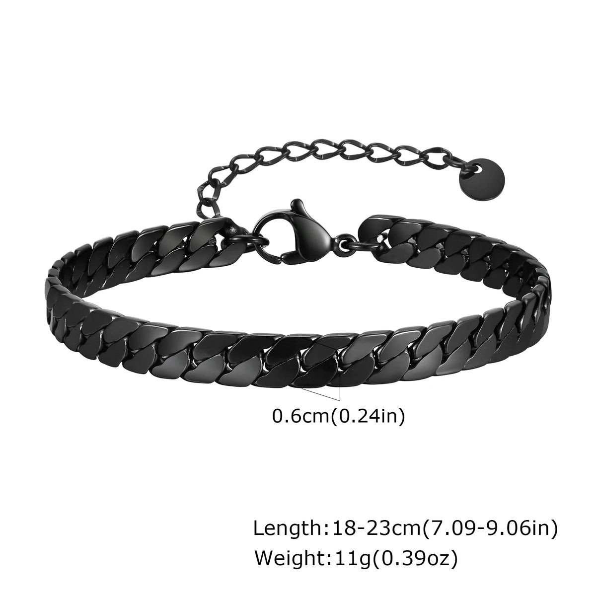 6mm Flat Cuban Chain Bracelets for Men,Trendy Stainless Steel Chain Links Wristband,Classic Punk Jewelry Gifts