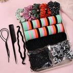 1109pcs Women Dark Hair Accessories Set Elastic Seamless Ponytail Scrunchies Small Rubber Bands Fashion Hair Ties Headbands