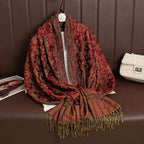 2025 new ethnic style retro shawl cashew flower geometric scarf cloak tassel scarf multi-color variety options available