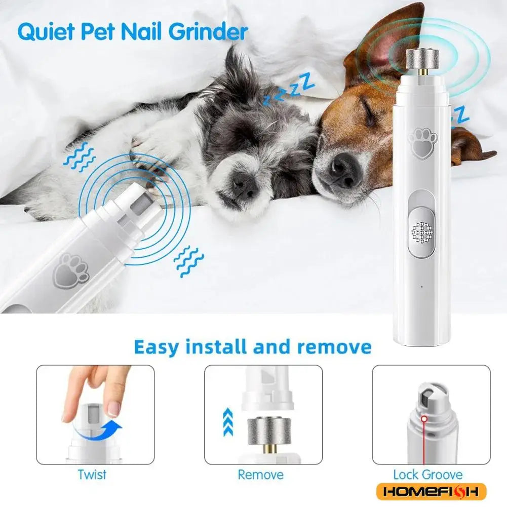 Electric Dog Nail Grinder – USB Rechargeable Pet Nail Clipper & Painless Trimmer for Small and Large Pets