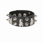 Punk Fashion Men Black Cuff Leather Bracelet Wristband Metal Rivets Stud Charm 80s Wrap Bangle for Women Rock Gothic Jewelry