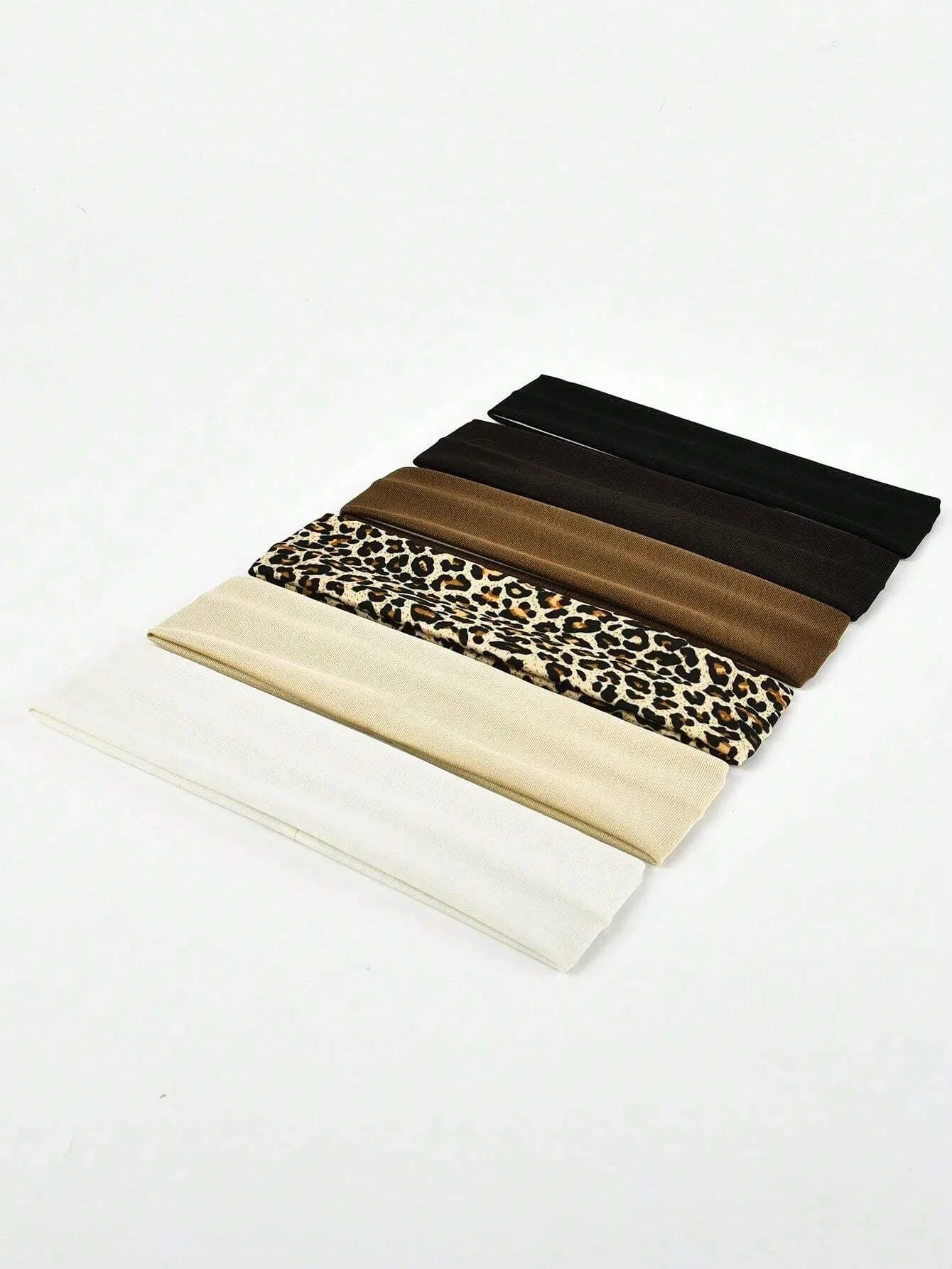 6pcs Unisex Simple Basic Solid Color Leopard Print Face Wash Cycling Running Sports Yoga Leisure Sweat-Absorbing Headband